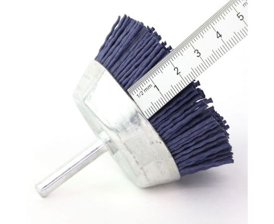 Щетка чашечная 75 мм, хв-к 6 мм, ворс синий полимер абразив Р180 для дрели SIT 0625 – изображение 4