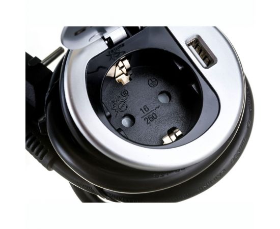 Выдвижной встраиваемый розеточный блок GTV на 1 EURO розетки и 1 USB AE-BPW1S1UCH-53 – изображение 4