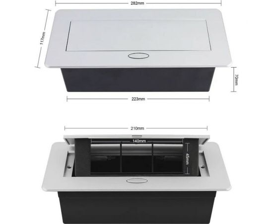 Выдвижной горизонтальный модуль в столешницу для розеток LIVOLO цвет серый VL-SHS013-S – изображение 5