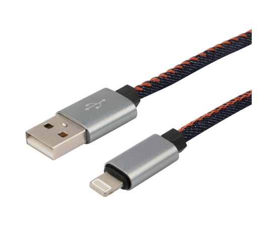 Кабель USB - Lightning REXANT 2.4 А, 1 м, для iPhone джинсовая оплетка 18-4248 – изображение 5