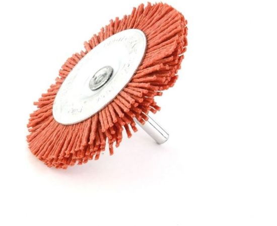 Щетка дисковая 75x5 мм, хв-к 6 мм, ворс красный полимер-абразив Р120 для дрели SIT 0609 – изображение 6