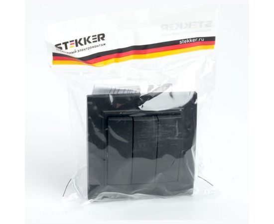 3-клавишный выключатель STEKKER psw10-9007-03, 250в, 10а, серия эрна, черный, 39924 – изображение 7