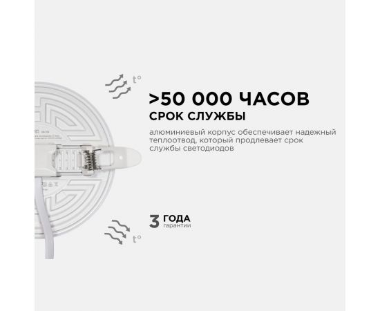 Светодиодная встраиваемая безрамочная панель Apeyron flp, 12вт=8вт+4вт, 1020лм, 2700к, ip20, ф120x21мм, круг, 3 режима, регулировка ф55-105мм/ 06-103 – изображение 9