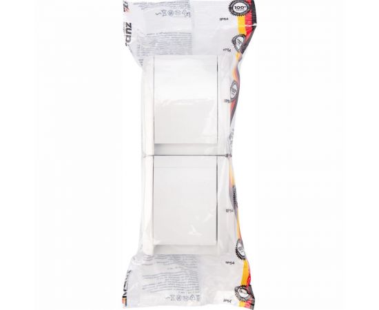 Двойная накладная розетка KRANZ вертикальный блок с/з IP54 16А белая KR-78-0802 – изображение 9