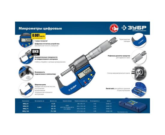 Цифровой микрометр ЗУБР Профессионал 0-25 мм 34482-25_z02 – изображение 10