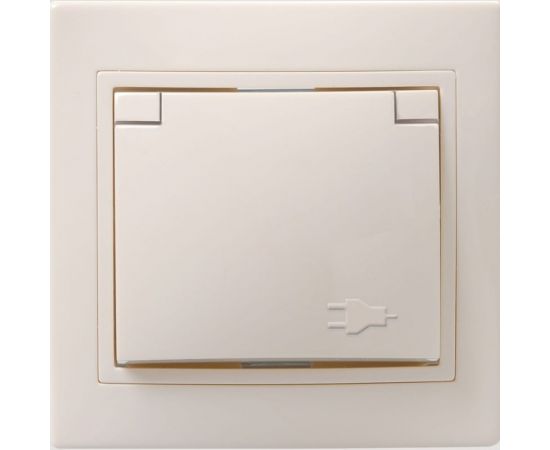 1 местная розетка IEK КВАРТА c заземляющим контактом, с крышкой, 16А кремовый ERK15-K33-16-DM 