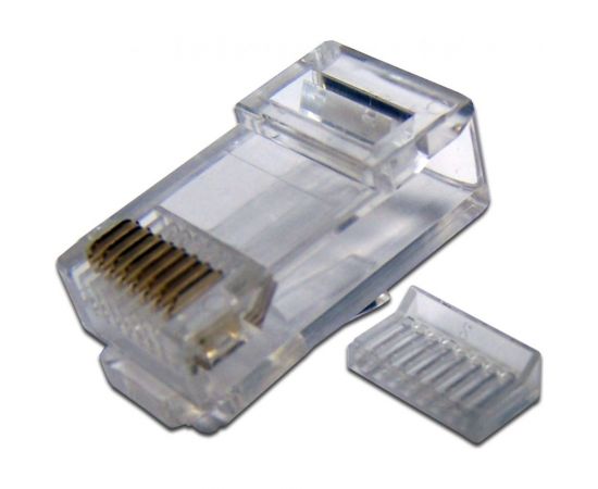 Коннектор RJ-45 TWT 8P8C UTP категория 5e, универсальный, со вставкой, 100 шт. в упаковке PL45-8P8C-V 