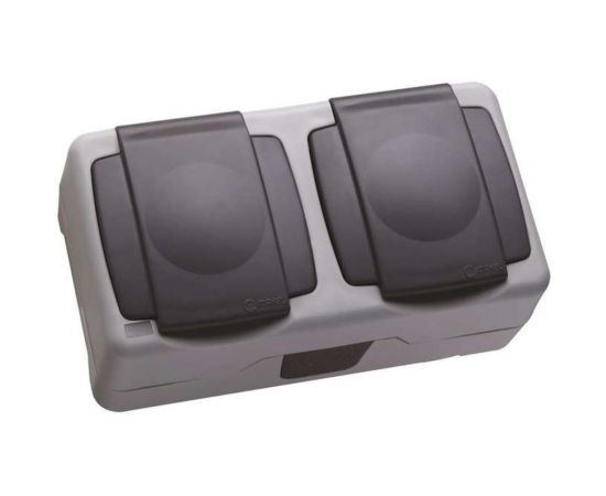 2-местная розетка MAKEL ОП, 16А, IP55, серый 36064206 