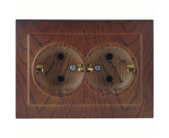 Розетка NILSON 2СП з/к орех Touran wood 24271025 