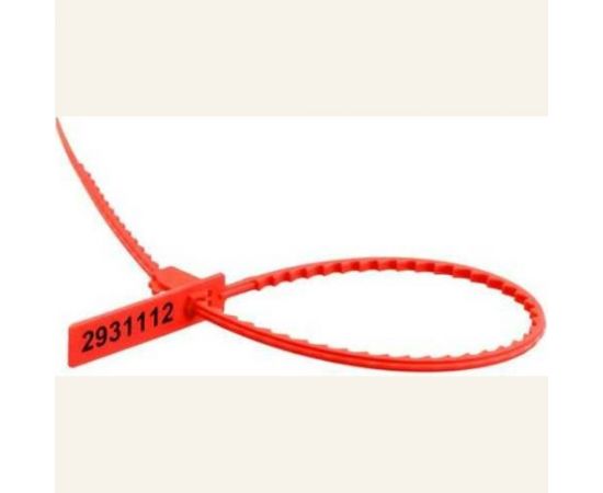 Пластиковая номерная пломба Пломба.Ру D 3,4 мм, L 210 мм, Цвет красный 100 шт. 619321 