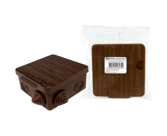 Распаечная коробка TDM ОП 100x100x55мм, крышка, ЭКО венге, IP54, 8вх. инд. штрихкод SQ1401-0613 