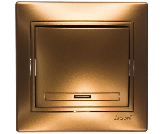Выключатель с подсветкой Lezard, MIRA, золотой металлик, со вставкой, 701-1313-111 