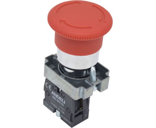 Кнопка ANDELI XB2-BS542 Грибок аварийная с фиксацией поворотная красный ADL10-043 