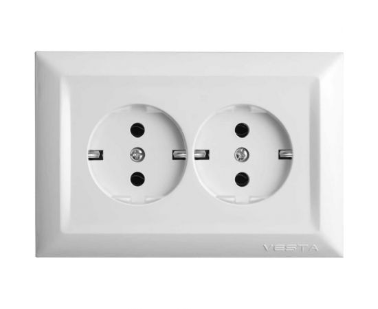 Двойная розетка Vesta Electric Roma c заземлением F00050200BEL 