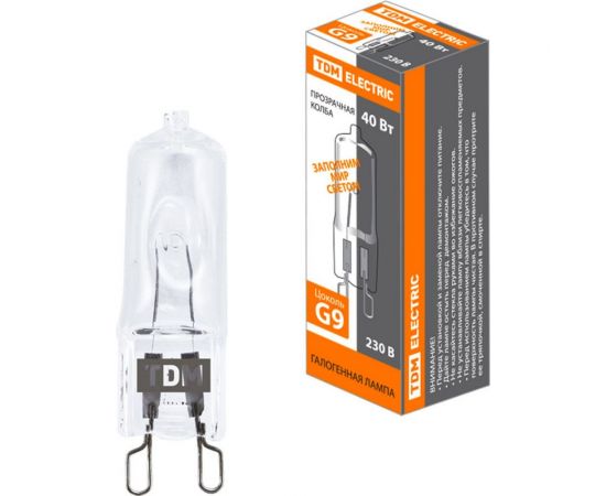Капсульная галогенная лампа TDM JCD - 40 Вт - 230 В - G9 прозрачная SQ0341-0056 