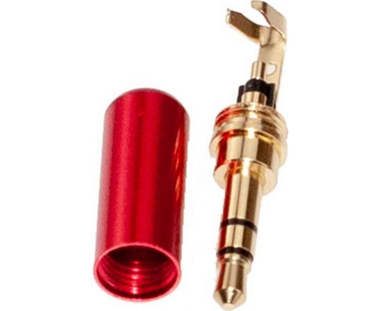Разъем аудио Pro Legend 3.5мм штекер стерео металл на кабель в мини корпусе, красный, Gold PL2105 
