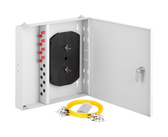 Настенный оптический кросс NIKOMAX, укомплектованный на 8 портов FC/UPC, SM 9/125 OS2, е NMF-WP08FCUS2-IP-ES-GY 