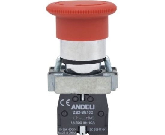 Кнопка ANDELI XB2-BS542 Грибок аварийная с фиксацией поворотная красный ADL10-043 – изображение 2