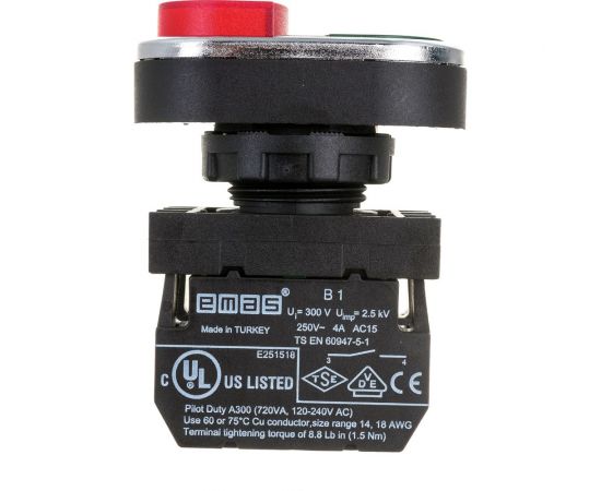 Нажимная сдвоенная кнопка Emas красно-зелёная, выступающая, 250 В AC, 4А B102K21KY – изображение 2
