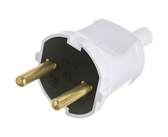 Прямая разборная белая вилка Volsten Sb2-P 16А модель В 16-007 14443 – изображение 2