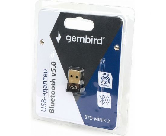 Адаптер Bluetooth Gembird BTD-MINI5-2, ультратонкий корпус, v.5.0, 10 метров, USBBTD-MINI5-2 – изображение 2