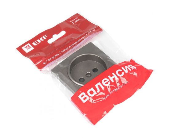 Лицевая панель 1-местной розетки без заземления EKF Валенсия 10 А, графит, с защитными шторками PROxima ESR10-L-022-60 – изображение 2