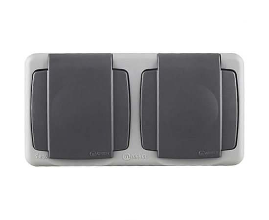 2-местная розетка MAKEL ОП, 16А, IP55, серый 36064206 – изображение 2