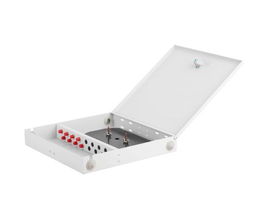 Настенный оптический кросс NIKOMAX, укомплектованный на 8 портов FC/UPC, SM 9/125 OS2, е NMF-WP08FCUS2-IP-ES-GY – изображение 2