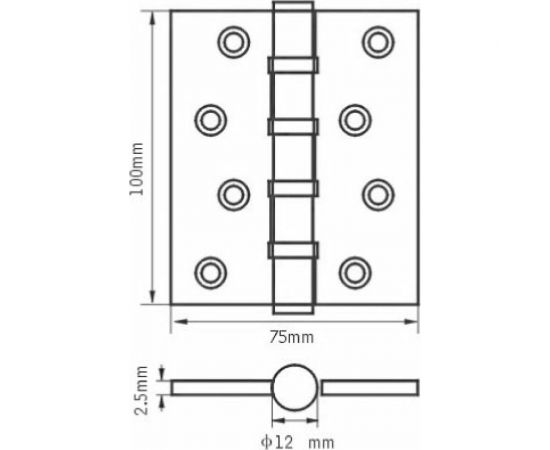 Стальная петля RENZ 100х75х2,5 мм, 4 подшипника, б/колп., подвес, никель матовый DIY100-4BB FH SN – изображение 2