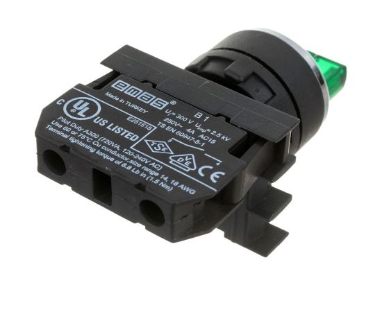 Переключатель Emas 0-1, с фиксацией, зелёный, 250В AC, 4А, без блок-контакта B100SL20Y – изображение 2