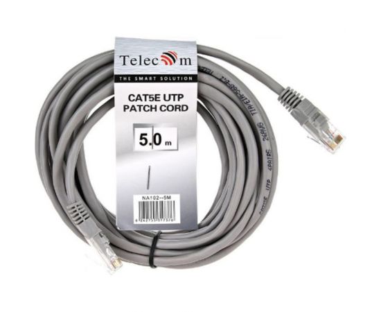 Литой патчкорд Telecom UTP, категория 5е, 5,0м, серый NA102--5M – изображение 2