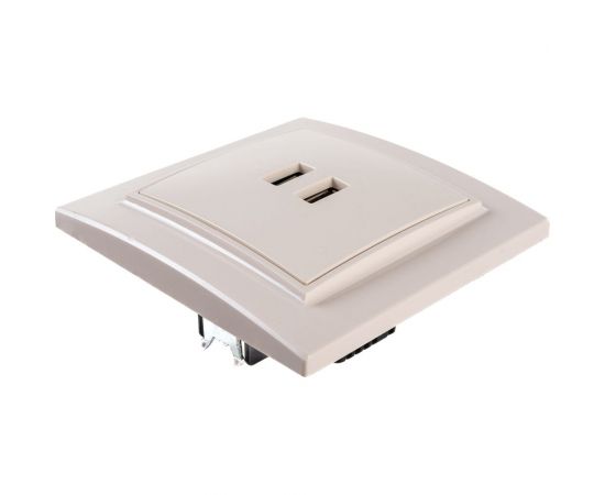 2-местная розетка USB EKF Минск СП 2,1А бежевая SQERR-2USB-200 ERR-2USB-200 – изображение 3