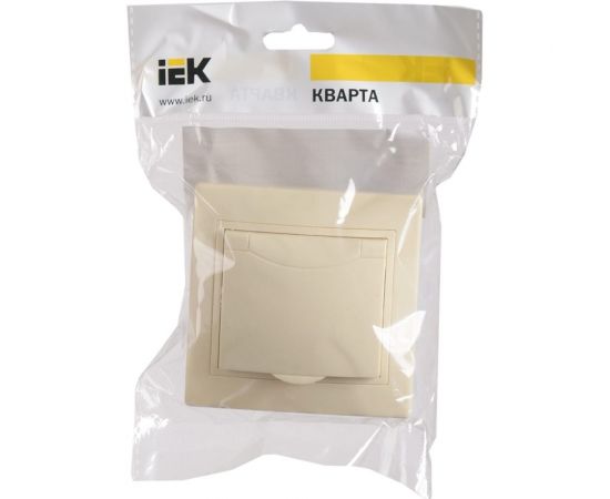 1 местная розетка IEK КВАРТА c заземляющим контактом, с крышкой, 16А кремовый ERK15-K33-16-DM – изображение 3