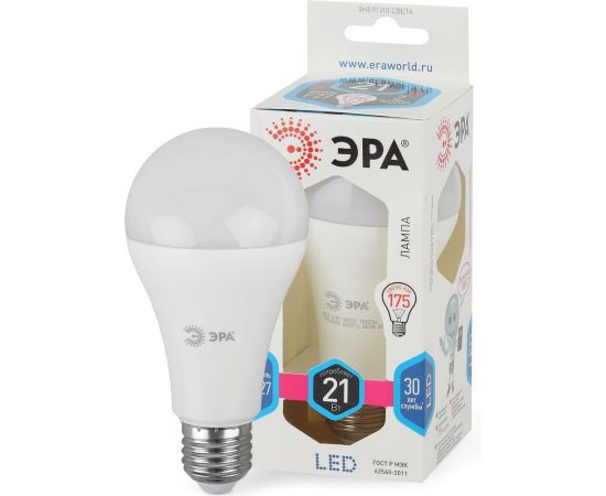 Светодиодная лампа ЭРА LED A65-21W-840-E27, груша, нейтральный Б0035332 – изображение 3