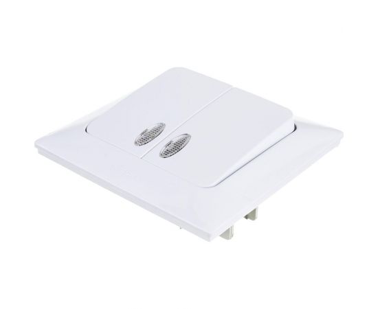 2-клавишный выключатель NE-AD с подсветкой, 10А, 250В, Aras, Белый, 1/12/120, 93-110-03-I – изображение 3