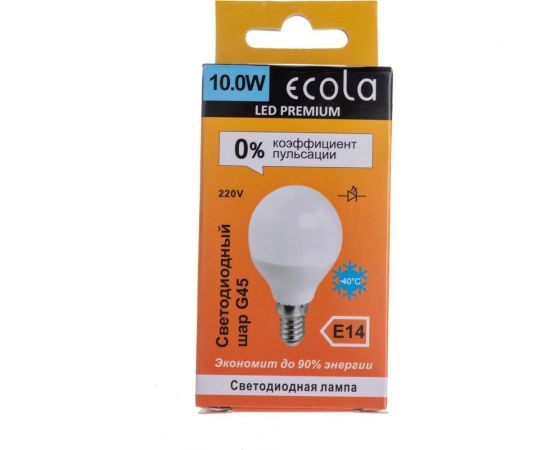 Светодиодная лампа Ecola globe LED Premium 10,0W G45 220V E14 6000K шар композит 82x45 K4QD10ELC – изображение 4