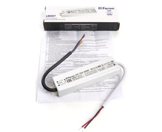 Электронный трансформатор для светодиодной ленты FERON 40W 12V IP67 (драйвер), LB007, 48054 – изображение 5