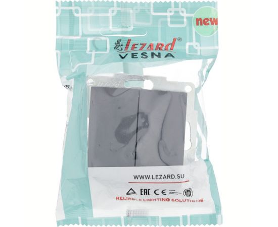 Двойной выключатель Lezard VESNA графит 742-3488-101 – изображение 6