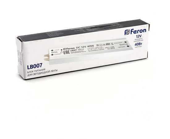 Электронный трансформатор для светодиодной ленты FERON 40W 12V IP67 (драйвер), LB007, 48054 – изображение 6