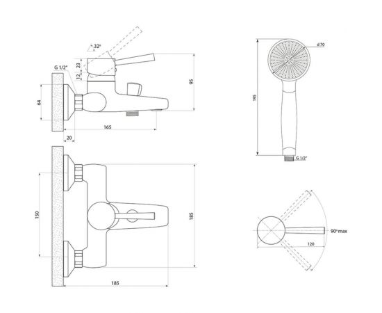 Смеситель для ванны СЛАВЕН с коротким литым изливом, переключатель флажковый, одноручный СЛ-ОД-Д30 – изображение 6
