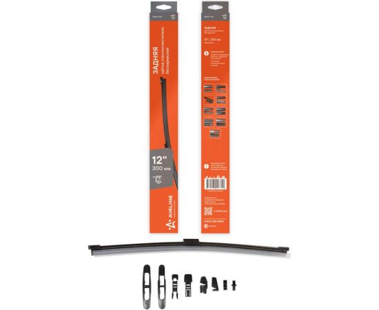 Щетка стеклоочистителя 300 мм, 12"", задняя, бескаркасная, 8 адаптеров Airline AWB-R-300 