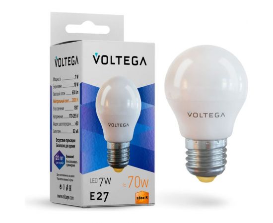 Светодиодная лампа VOLTEGA Шар Е27 2800К 7W 7052 