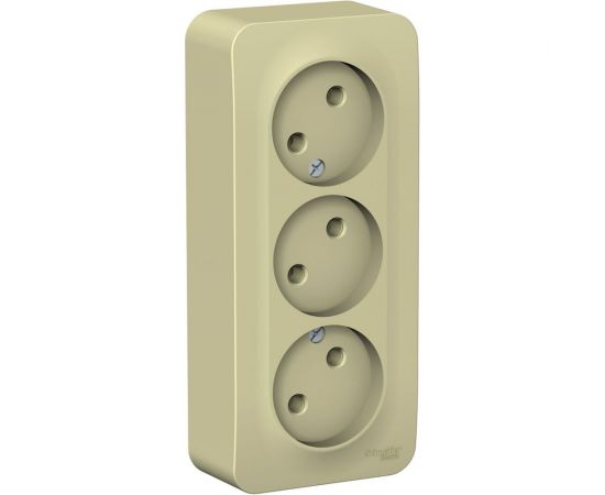 3-местная розетка Schneider Electric открытой проводки Blanca 16А IP20 250В без заземления бежевый BLNRA000317 