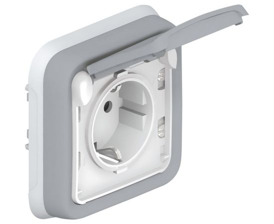 Розетка Legrand 1-м СП Plexo с защитной крышкой, с заземлением IP55 серая Leg 069833 125015 
