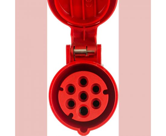 Кабельная розетка PCE 7-ми контактная 16А 380V 6P+E IP44 с никелированными контактами 217-6v 