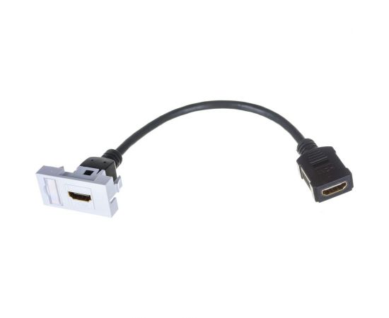 Вставка LANMASTER Mosaic 22.5x45 с адаптером HDMI, мама-мама, белая LAN-SIP-22HDMI-WH 