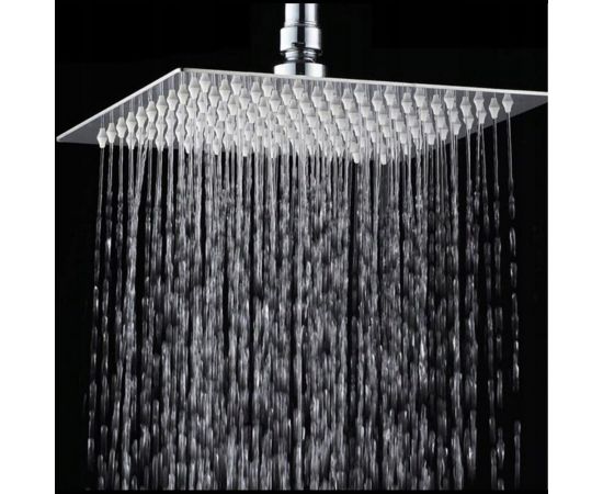 Потолочная лейка для душа OUTE квадратная, 20x20 см, матовый хром, кронштейн с шарниром TH100S-8 – изображение 2