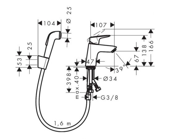 Смеситель для раковины HANSGROHE Logis с гигиеническим душем 71290000 00000035184 – изображение 11