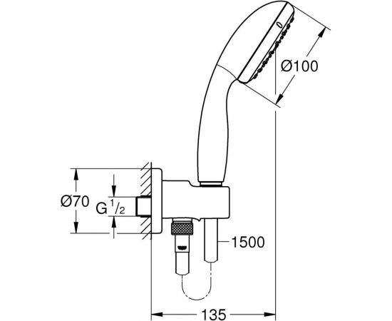Душевой набор с ручным душем и подключением для душевого шланга Grohe New Tempesta 100 26406001 – изображение 2