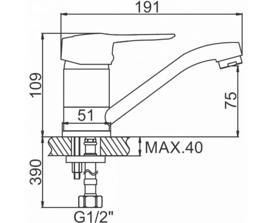 Смеситель для кухни LEDEME картридж диаметр 40 мм, силумин, L-15 см L4528-B 89785 – изображение 2
